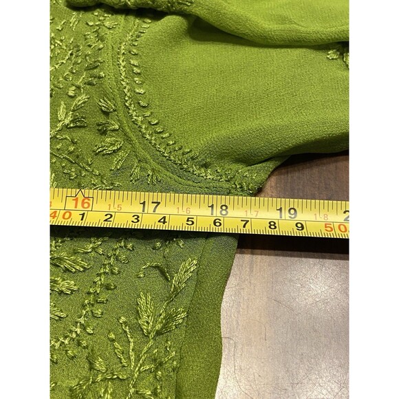 Women’s Medium Kaftan MIDI V Neck Sheer Tunic Top Boho Long Sleeve Dress Beach - Picture 10 of 16